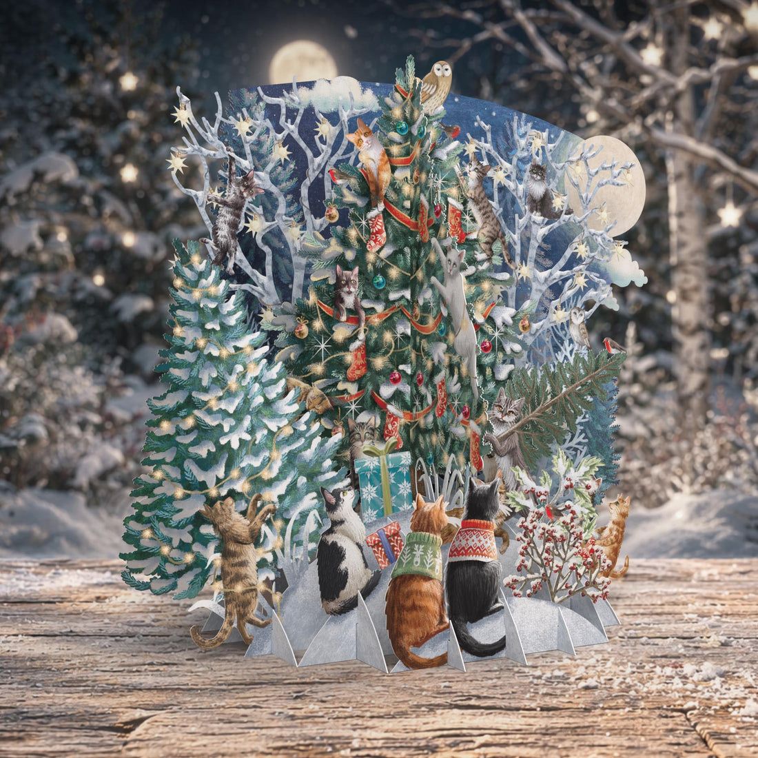 Cat's Christmas Tree 3D Pop-up Christmas Card