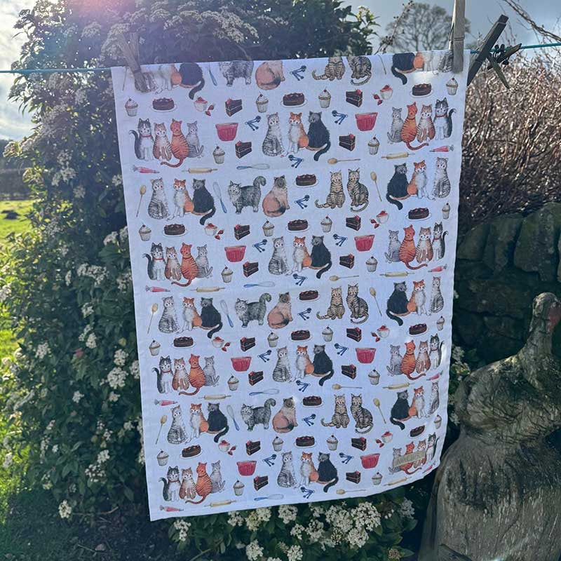 Cats and Cakes Cotton Tea Towel