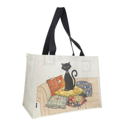 Black Kitty on Cushions Large Shopper Bag