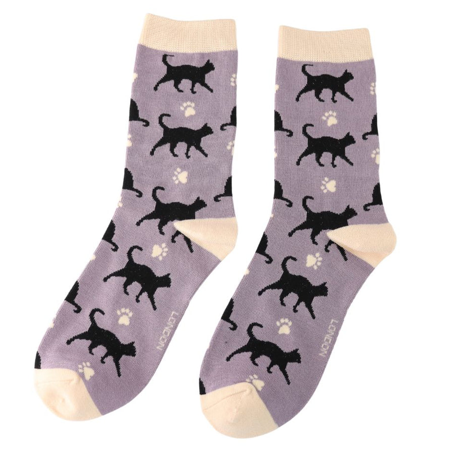 Walking Black Cat Socks, UK 3-7
