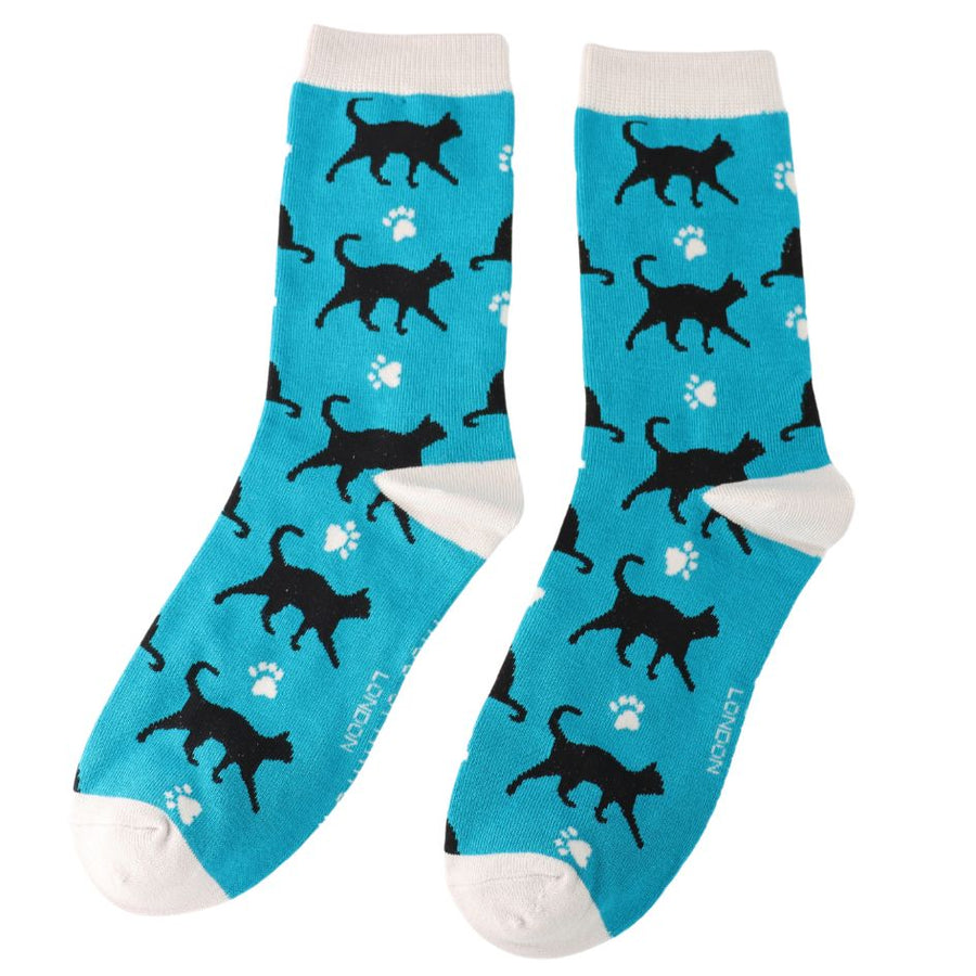 Walking Black Cat Socks, UK 3-7