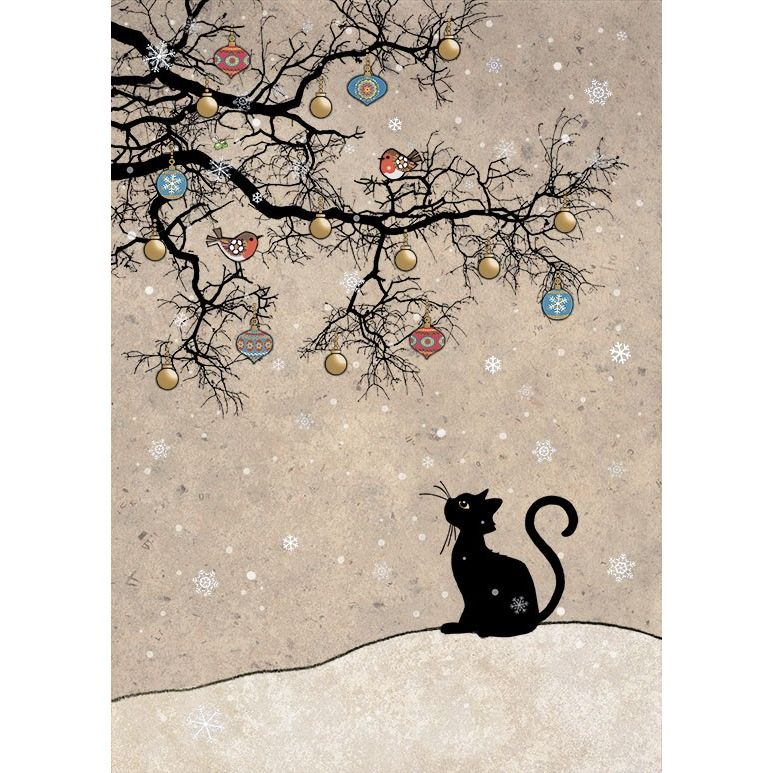 Cat & Robins Christmas Card