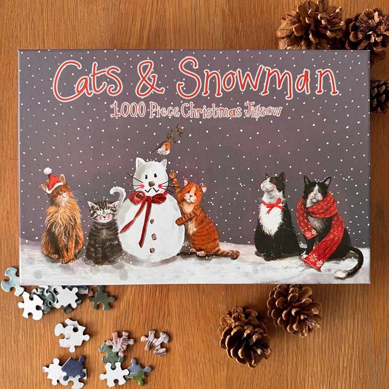 Cats & Snowman 1000 piece Jigsaw, by Alex Clark