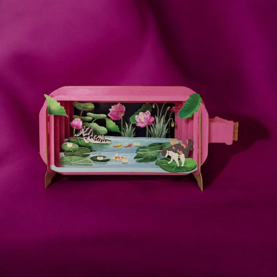 Cats and Lotus Pop-up Greetings Card