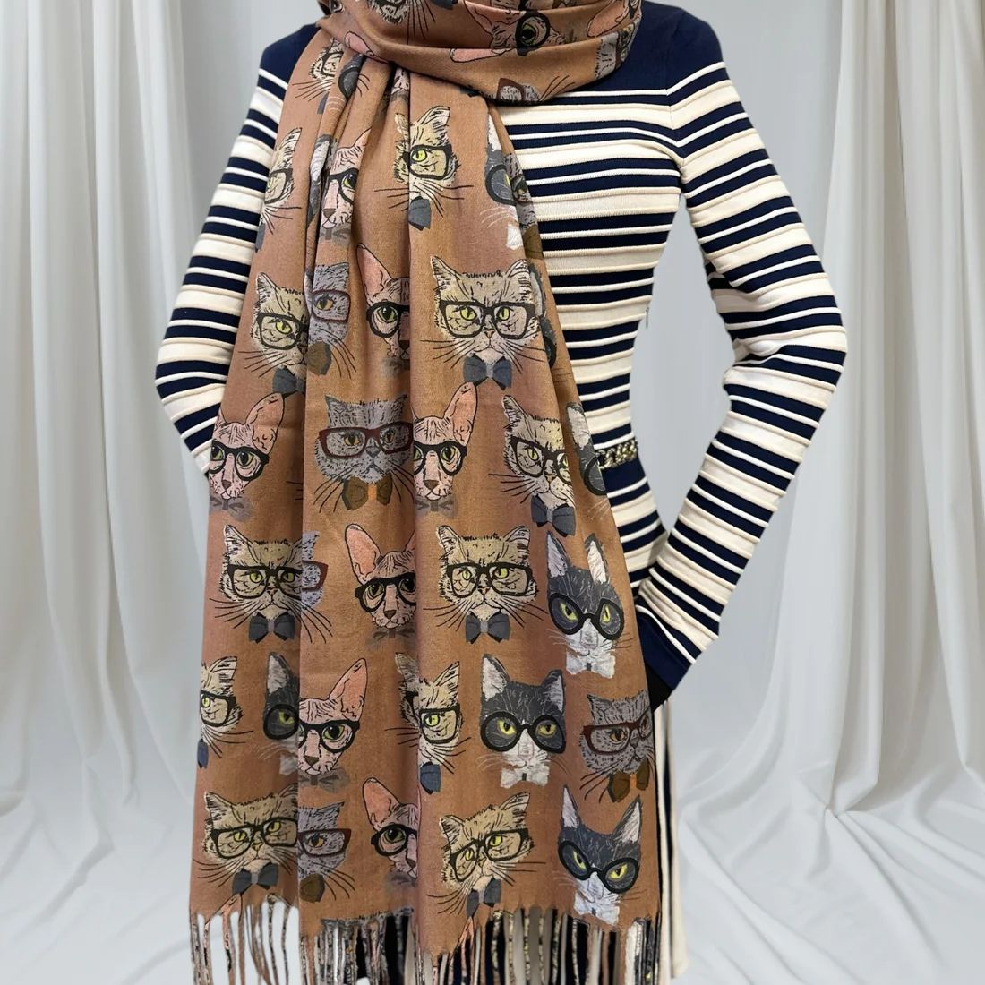 Cats in Glasses Pashmina Style Scarf