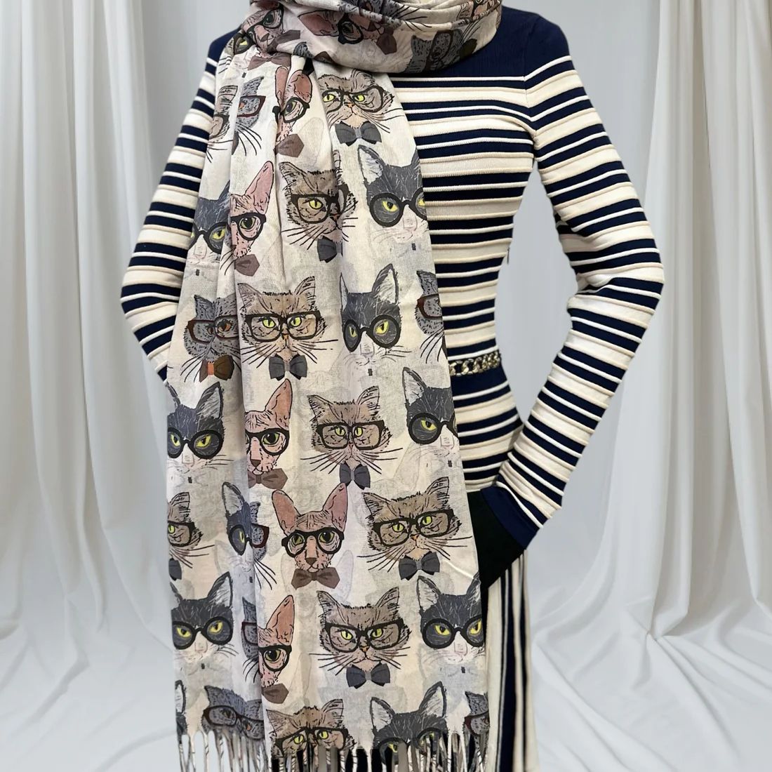 Cats in Glasses Pashmina Style Scarf