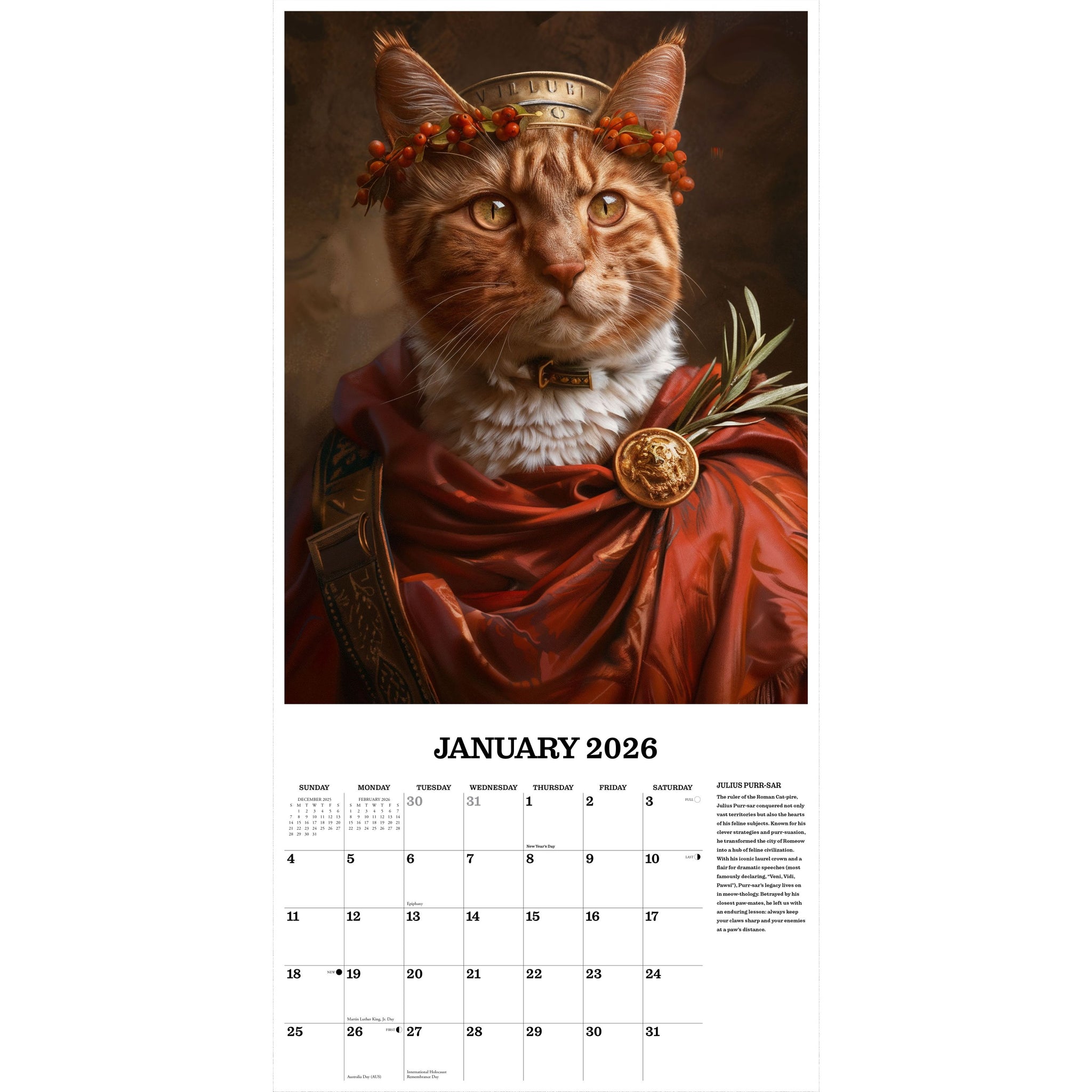 Cats in Hiss-tory 2026 Wall Calendar