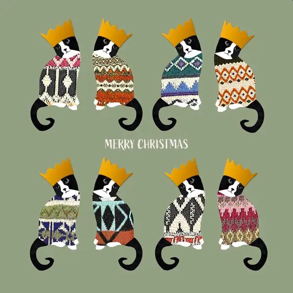 Jumper Cats Christmas Cards, pack of 8