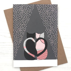 Cats in Love Geometric Greetings Card