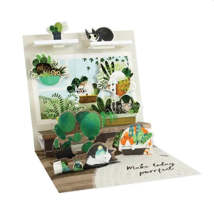 Cats in Plants Pop-Up Card
