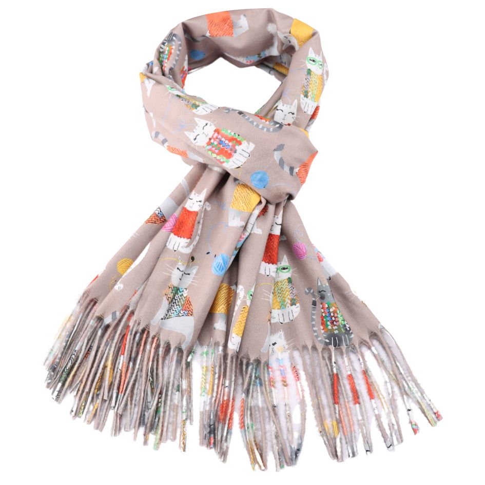 Cats in Jumpers Tassel Scarf