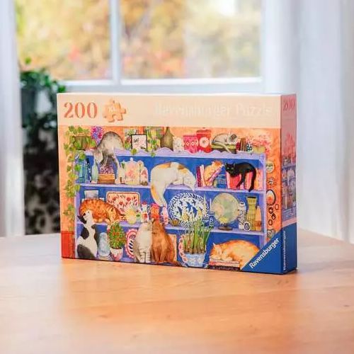Cats on Shelves Wooden 200 Piece Jigsaw