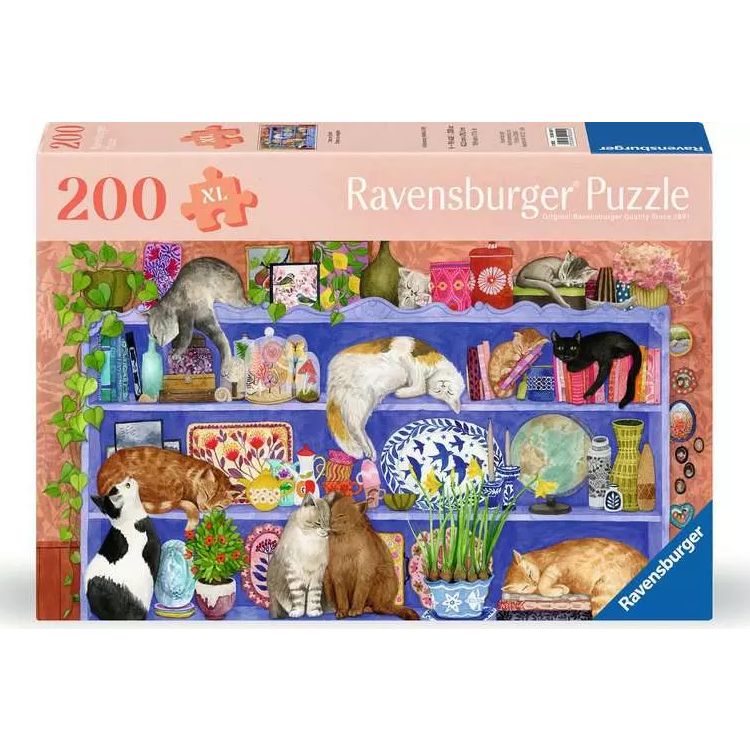 Cats on Shelves Wooden 200 Piece Jigsaw