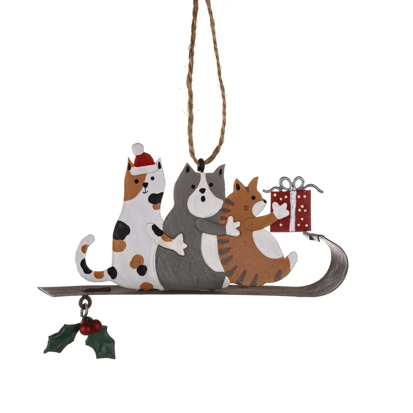 Three Cats on Sledge Festive Decoration