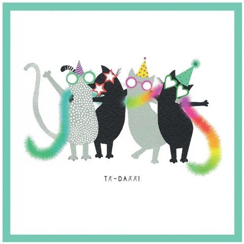 Cats with Boa Greetings Card