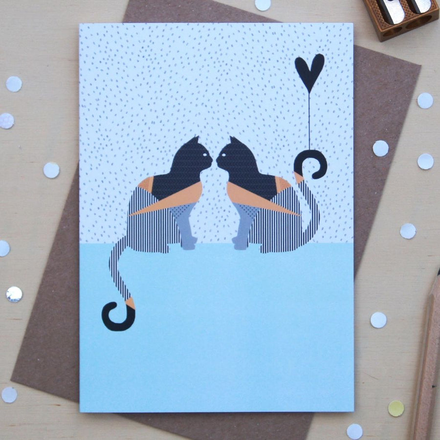 Love Cat Tails Geometric Card