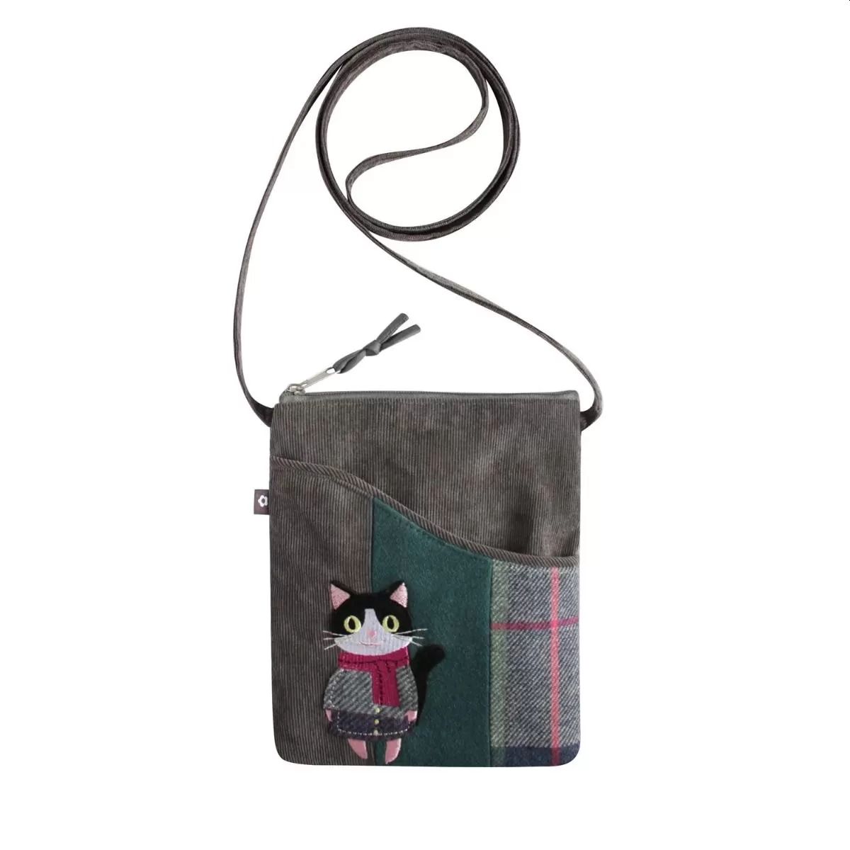 Cat with Scarf Tweed Sling Bag