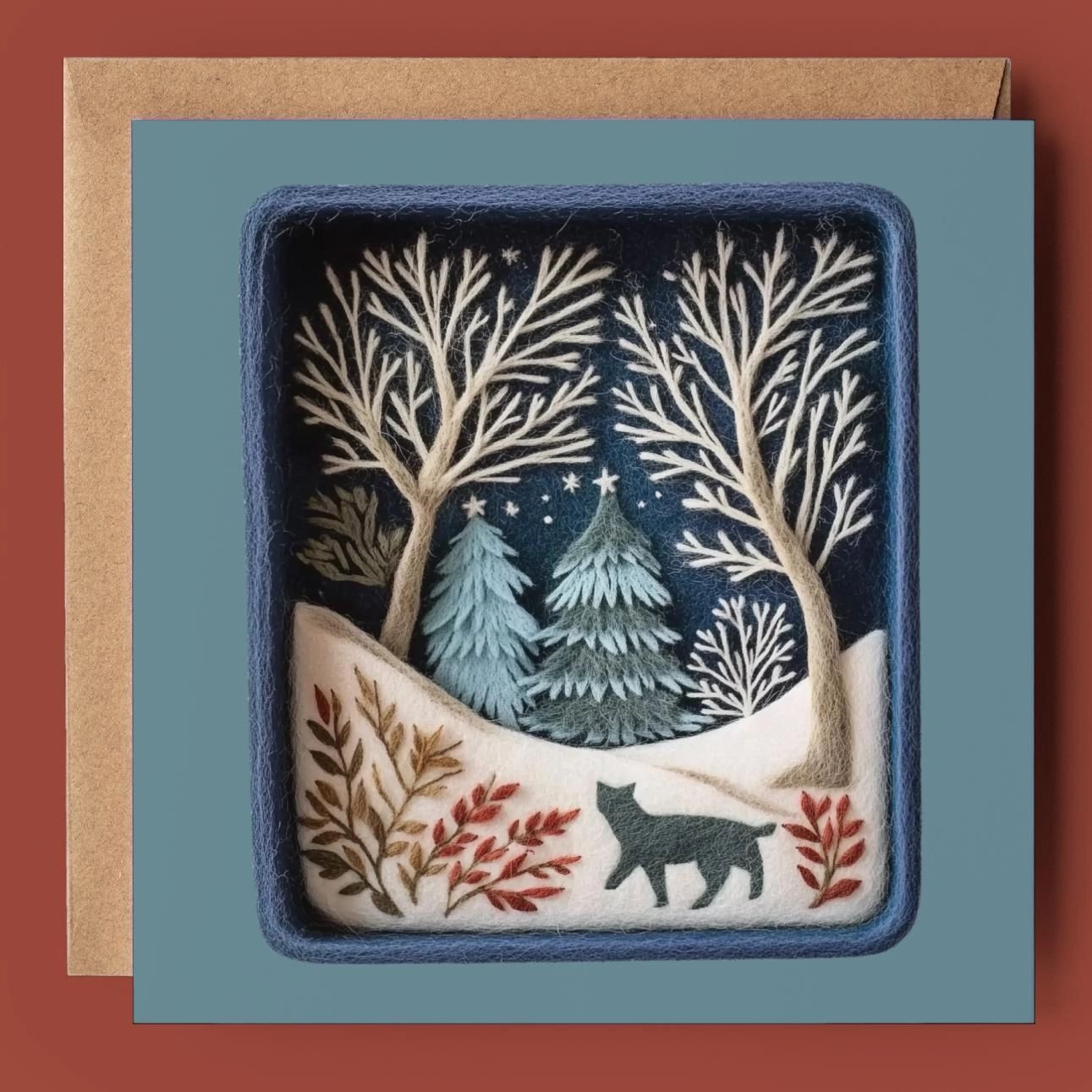 Christmas Cat Landscape 2D Printed Shadow Box Card