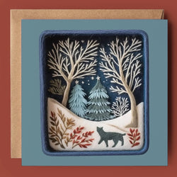 Christmas Cat Landscape 2D Printed Shadow Box Card