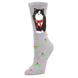 圣诞猫袜，黑色