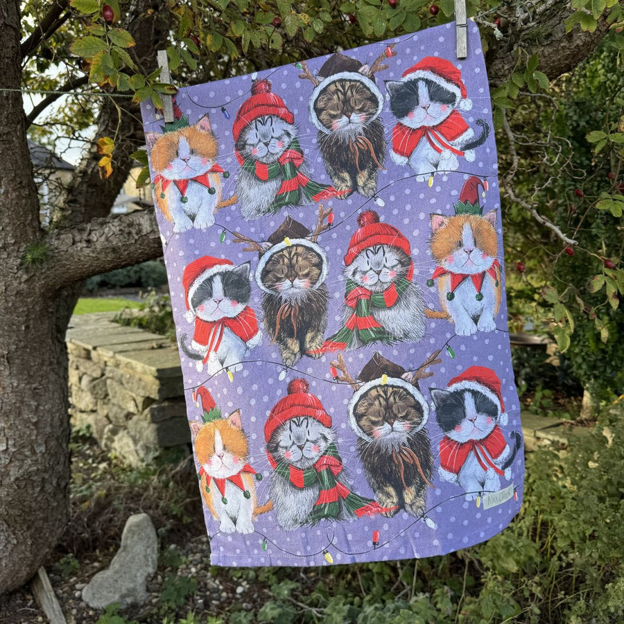 Alex Clark Christmas Cats Tea Towel