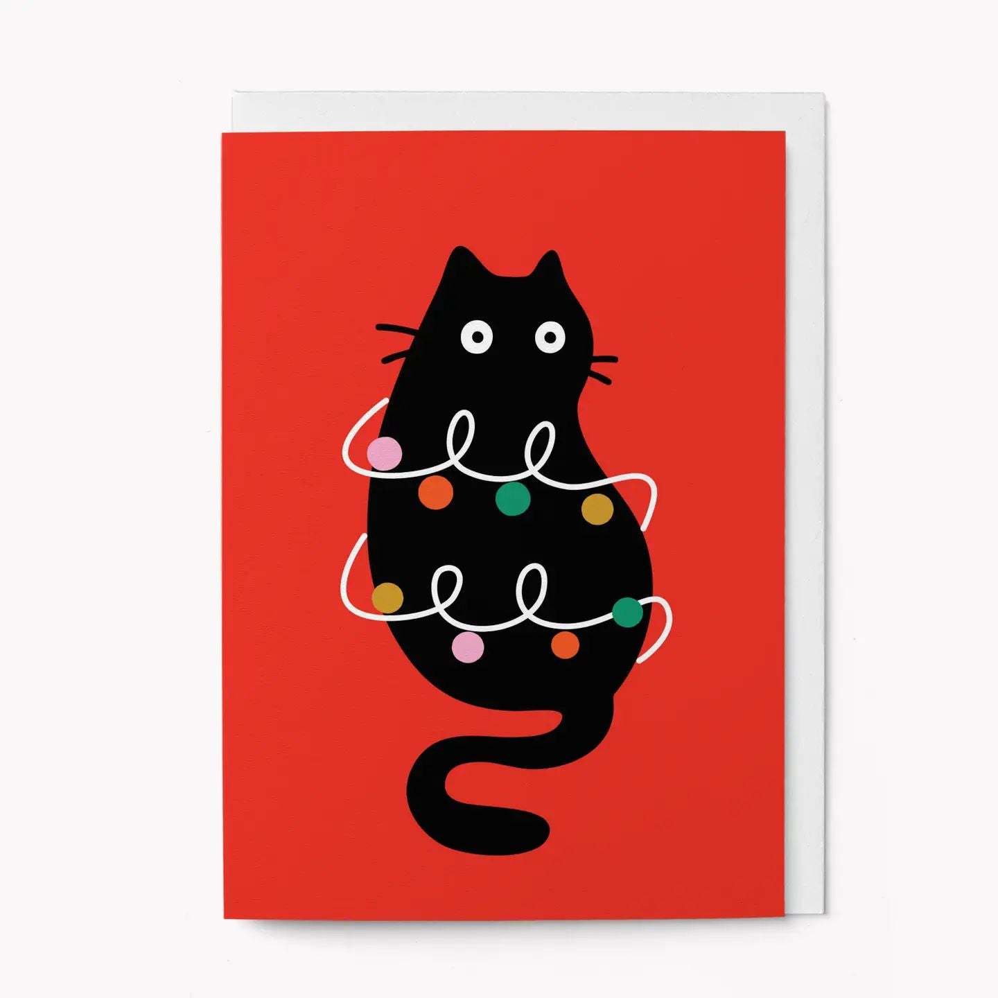 Christmas Lights Cat Graphic Card