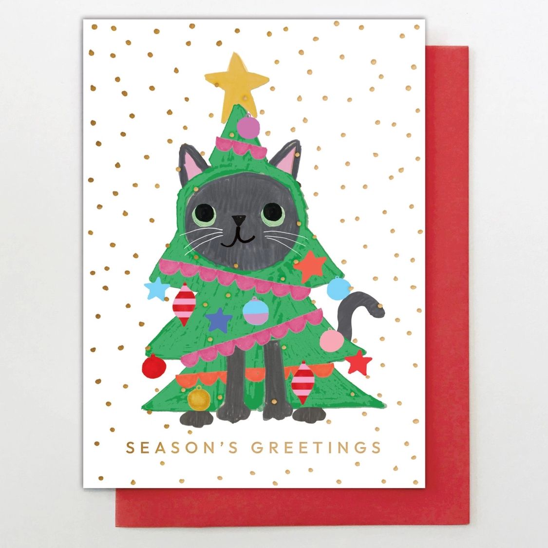 Christmas Tree Cat Card