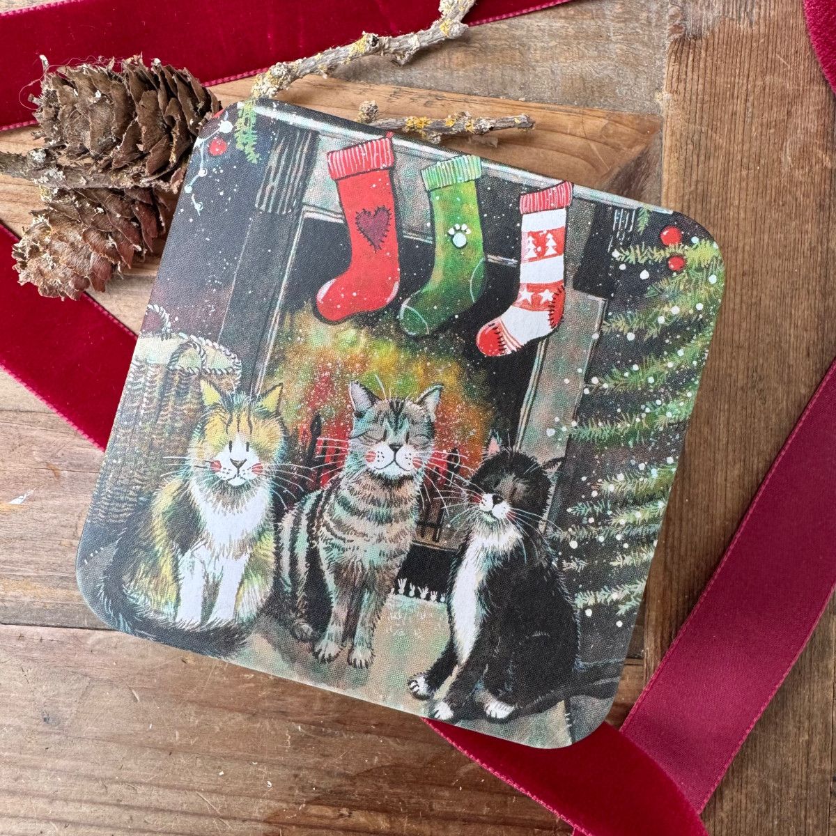 Christmas Cats Medium Square Tin