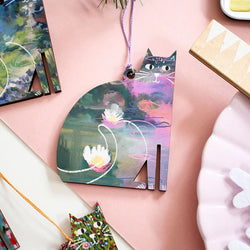 Clawed Monet Wooden Cat Hanging Decoration
