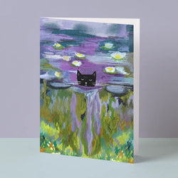 Clawed Monet Purple Water Cat Art Card