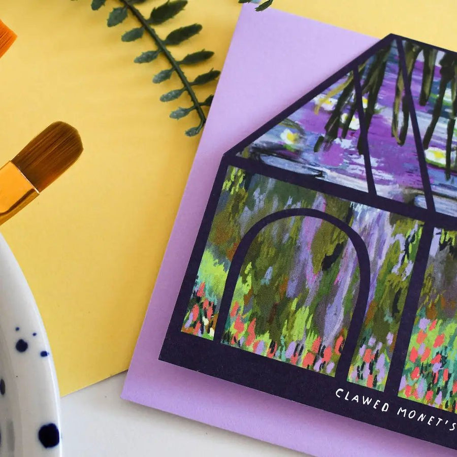 Clawed Monet Cat Garden Card