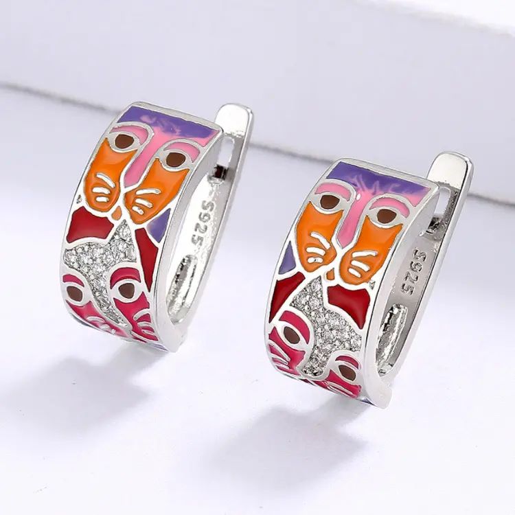 Laurel Burch Style Silver Cat Earrings