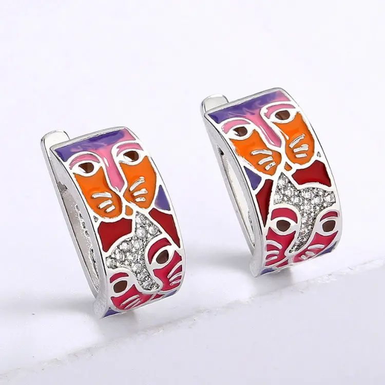 Laurel Burch Style Silver Cat Earrings
