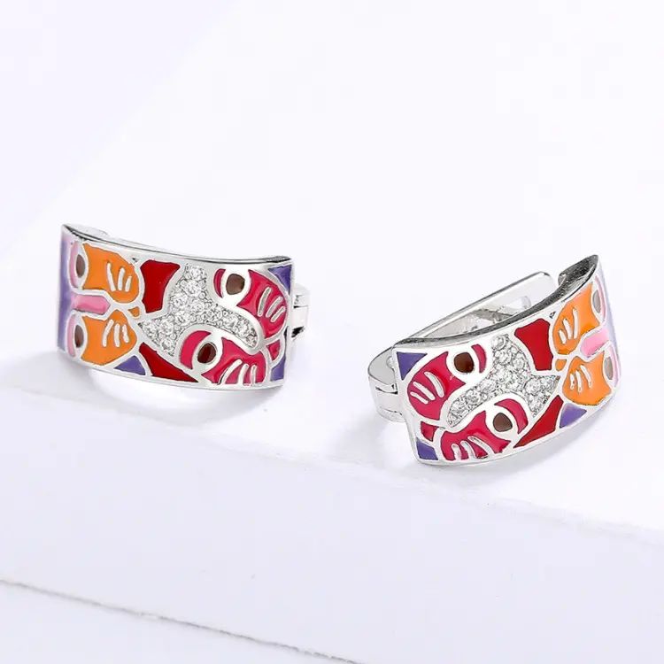 Laurel Burch Style Silver Cat Earrings
