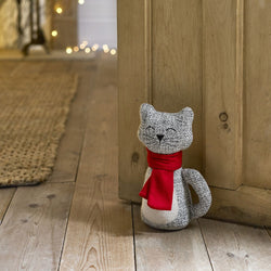 Cat in Scarf Doorstop