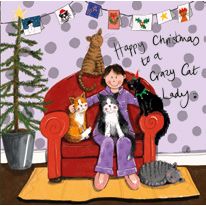 Crazy Cat Lady at Christmas Card