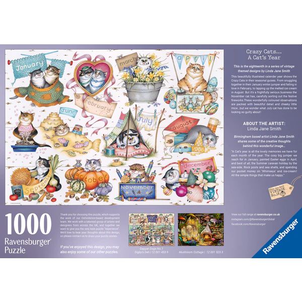 Crazy Cats A Cat's Year 1000 Piece Jigsaw