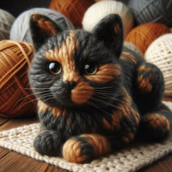Knitted Tortoiseshell Cat Card