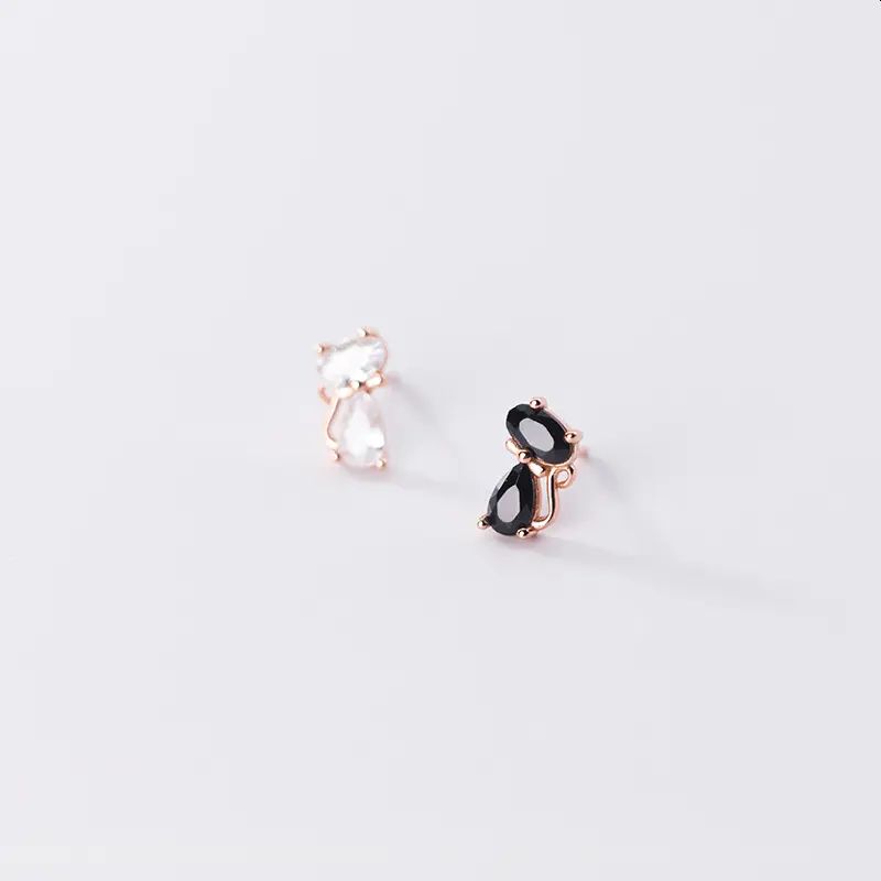 Mismatched Crystal Cat Earrings