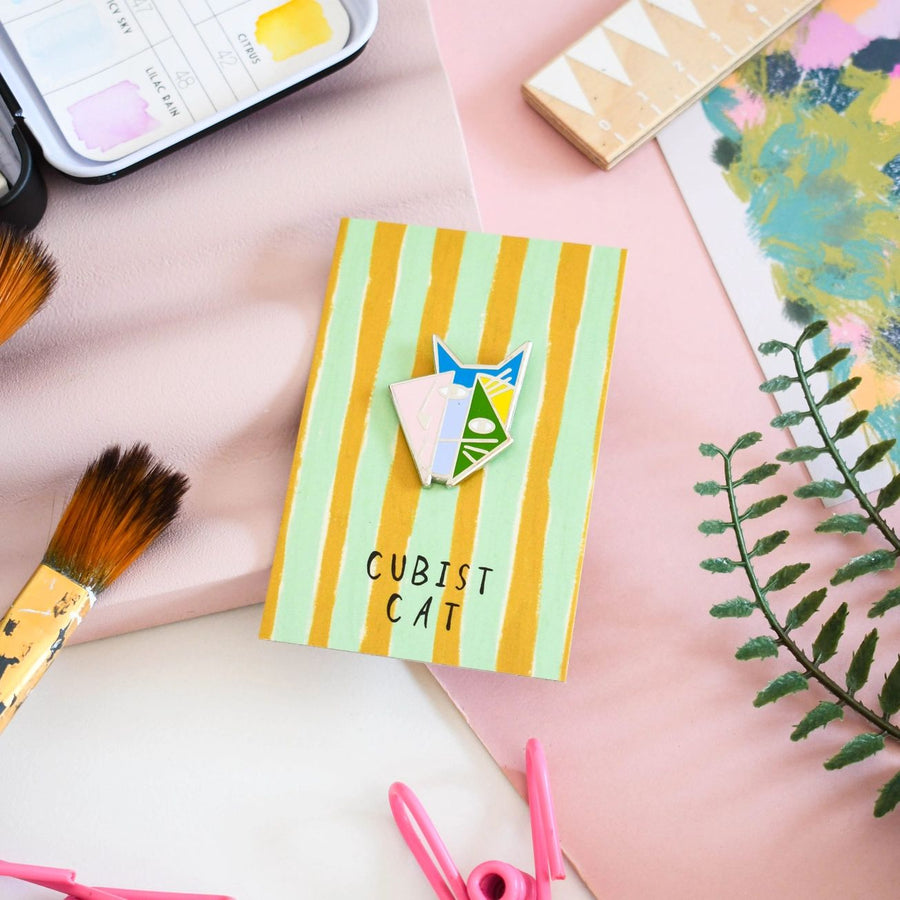 Cubist Cat Artist Pin