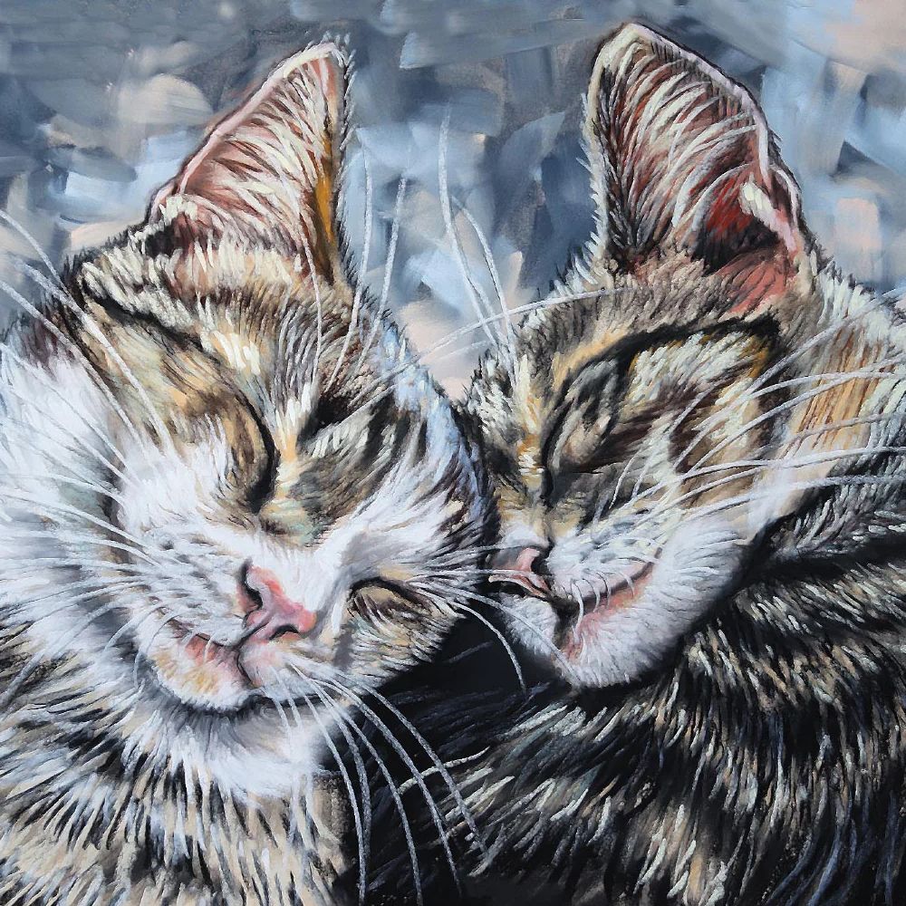 Cuddly Tabby Cats Art Greetings Card