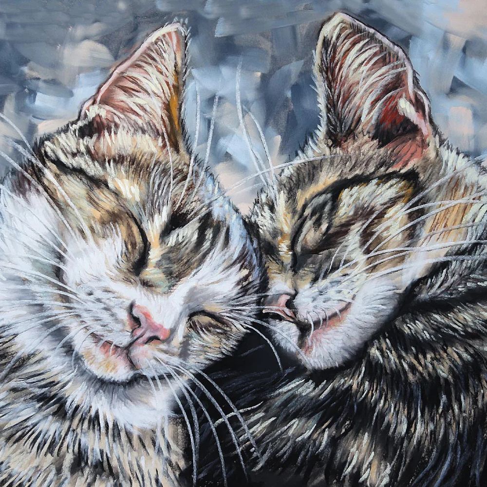 Cuddly Tabby Cats Art Greetings Card, The Cat Gallery