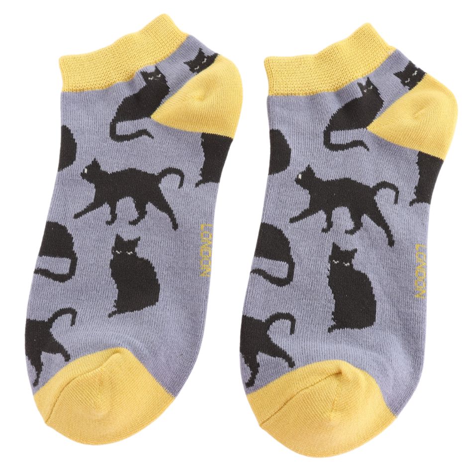 Black Cats Trainer Socks 4-7