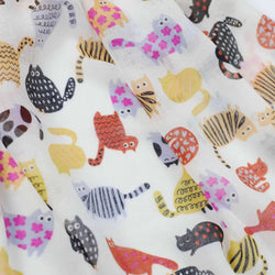 Colourful Cats fabric print closeup