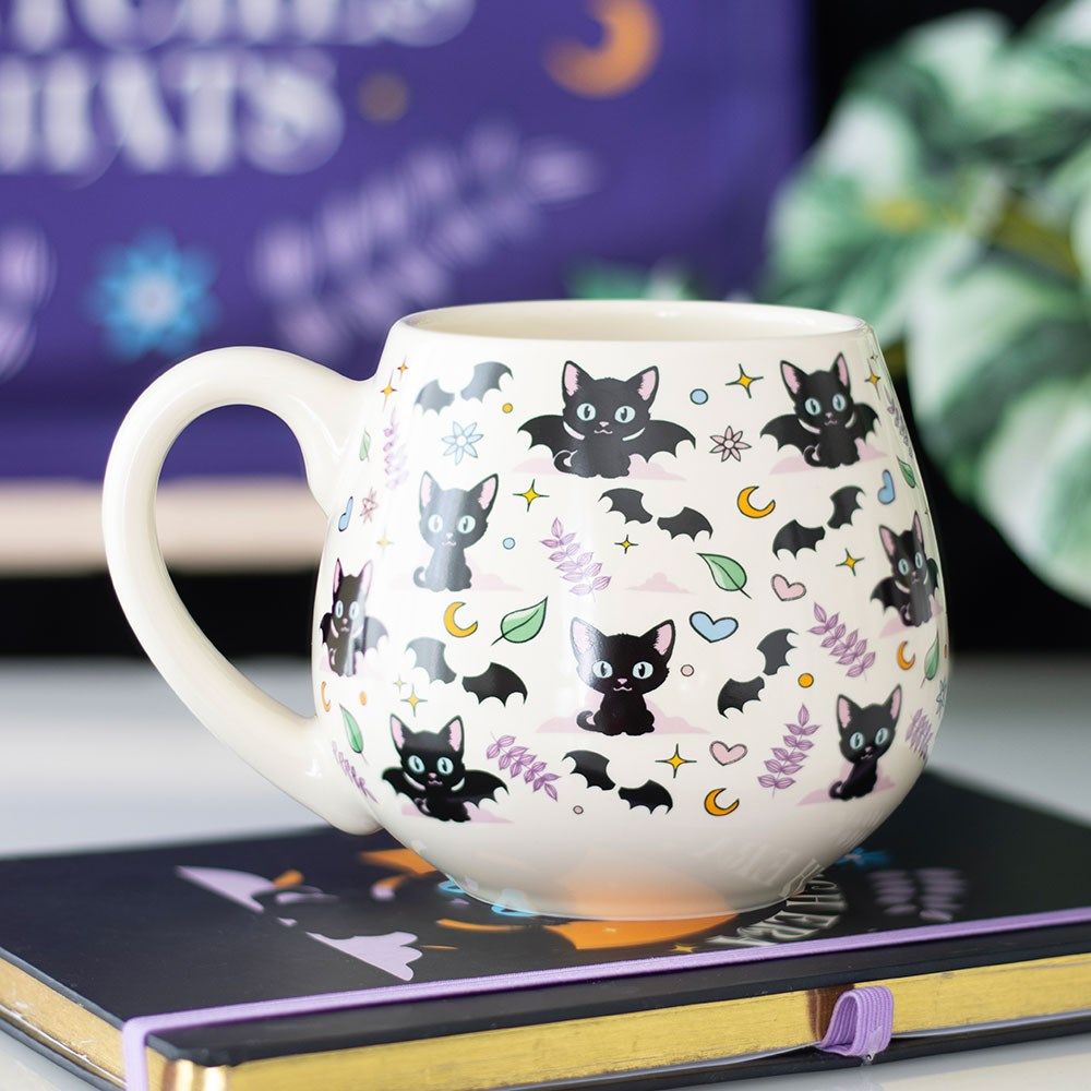 Cute & Creepy Cat Print Rounded Mug