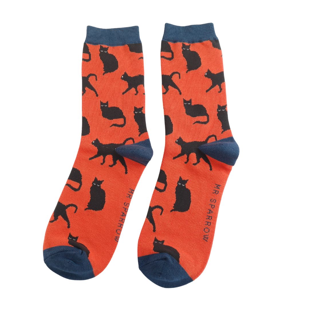 Cute Cats Orange Socks UK 7-11