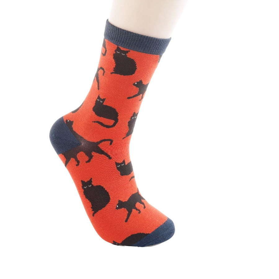 Cute Cats Orange Socks UK 7-11