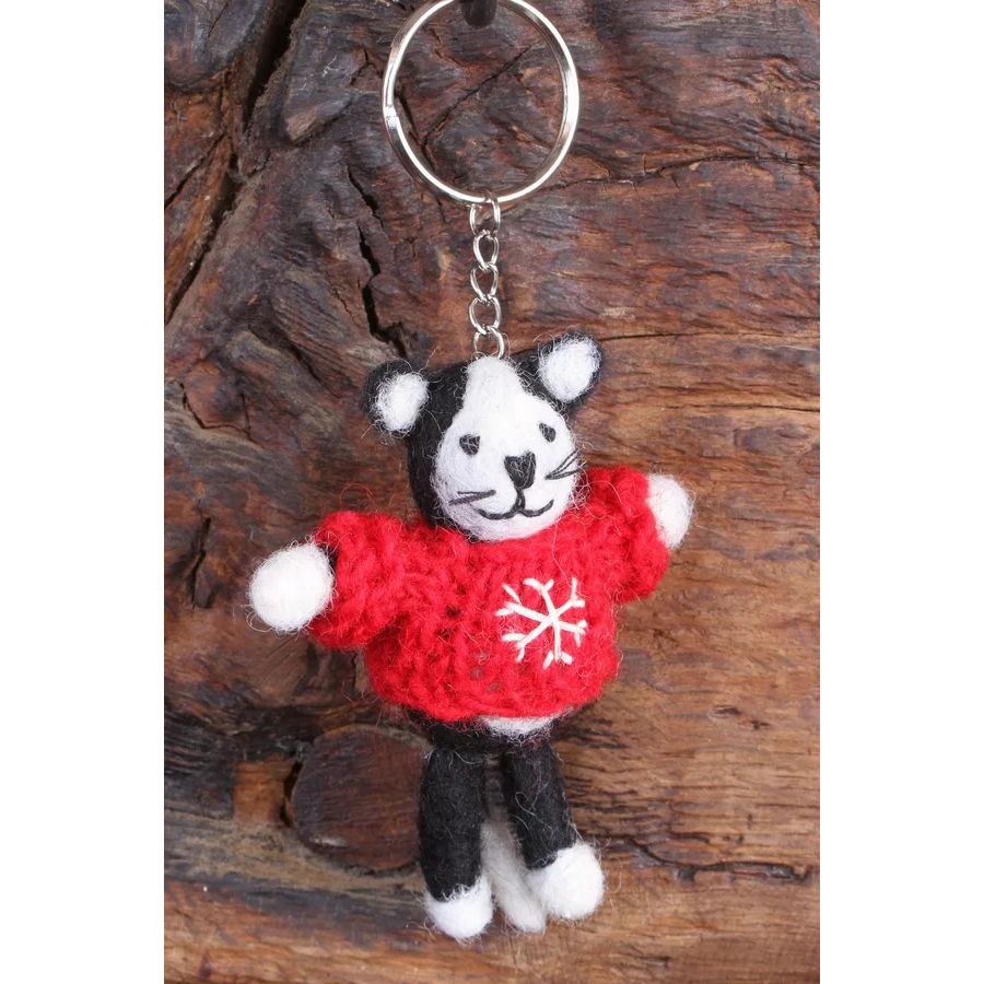 Black & White Cat Jumper Keyring