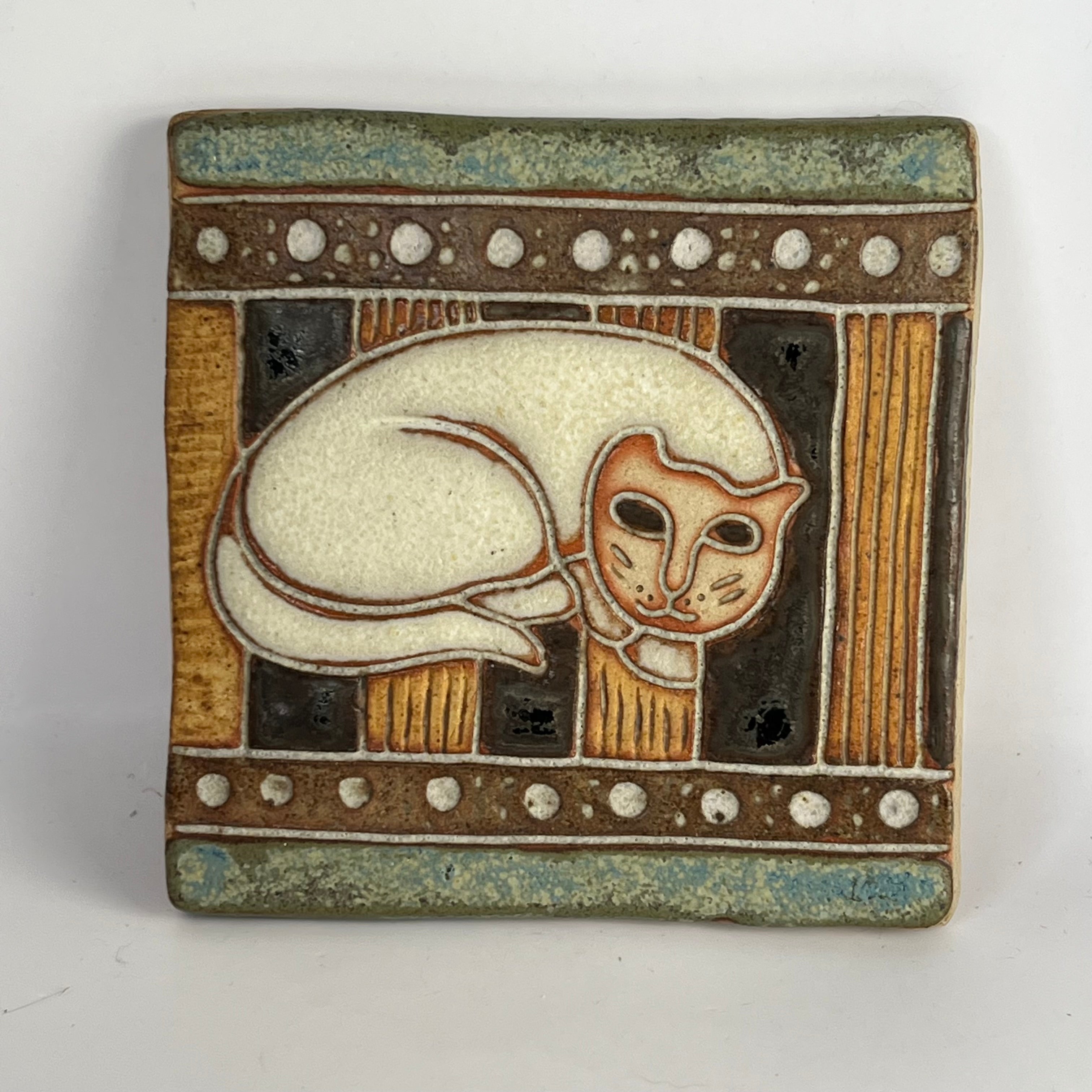 Vintage Studio Pottery Wall Hanging Tile by Maria Guerton