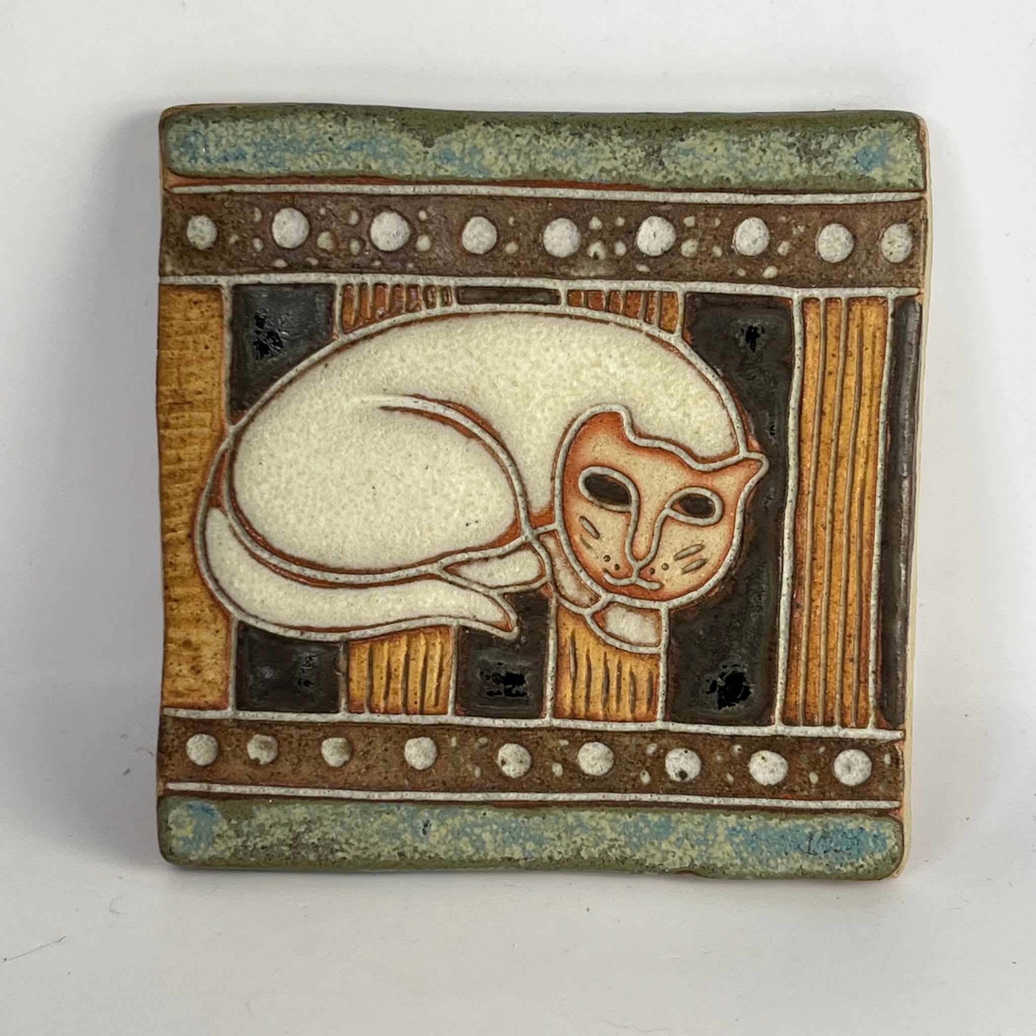 Vintage Studio Pottery Wall Hanging Tile by Maria Guerton